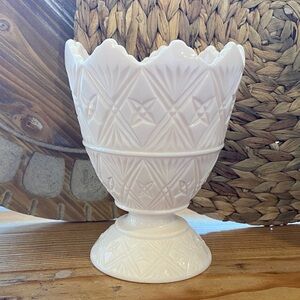 Pink Embossed Milk Glass Vase